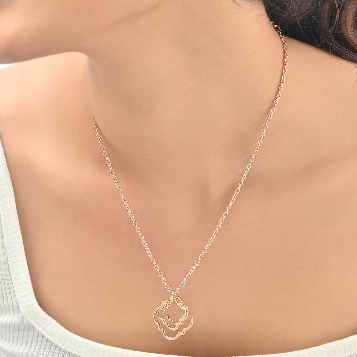 Gold-Tone Double Clover Charm Necklace