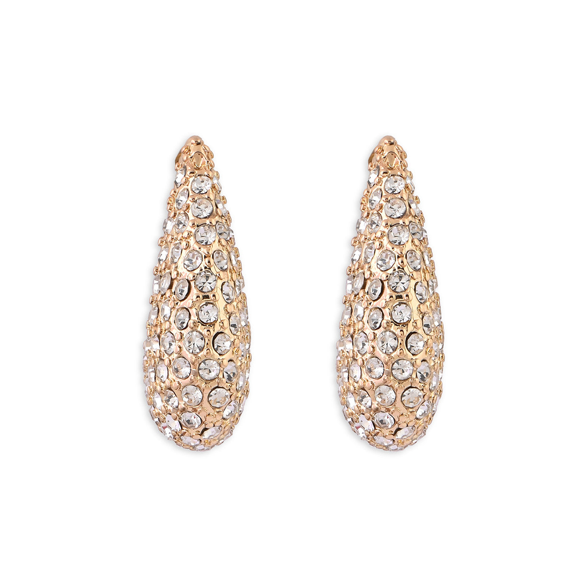 Golden Pave Crystal Hoop Earrings