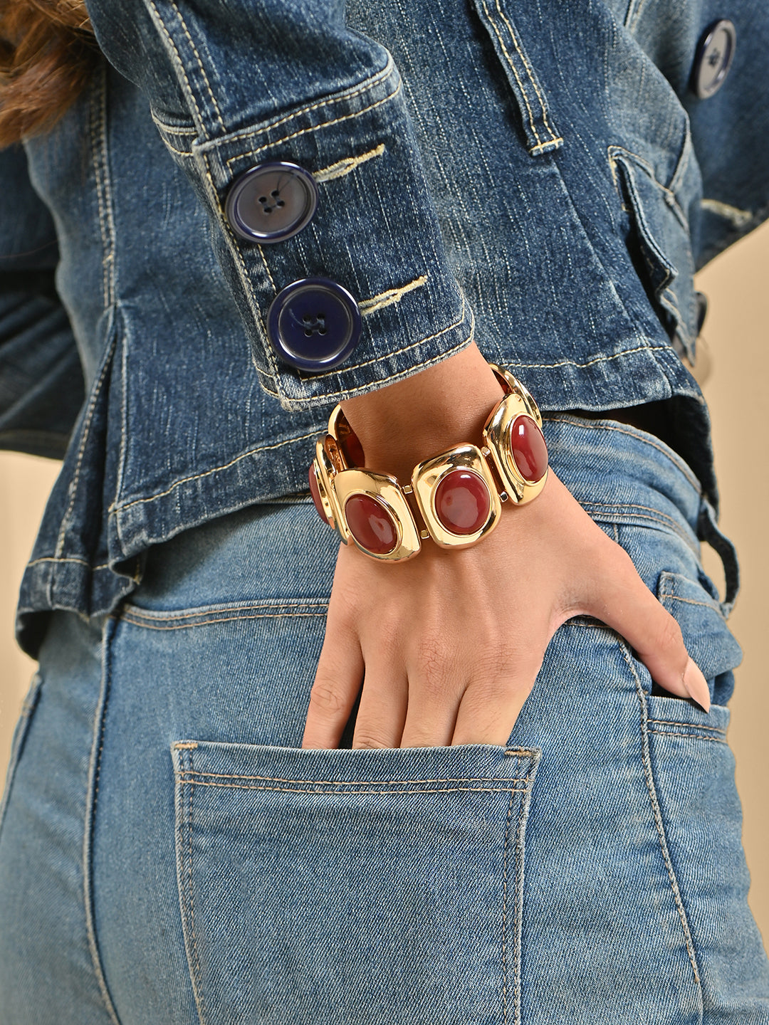 Crimson Gleam Maroon Stone Bracelet