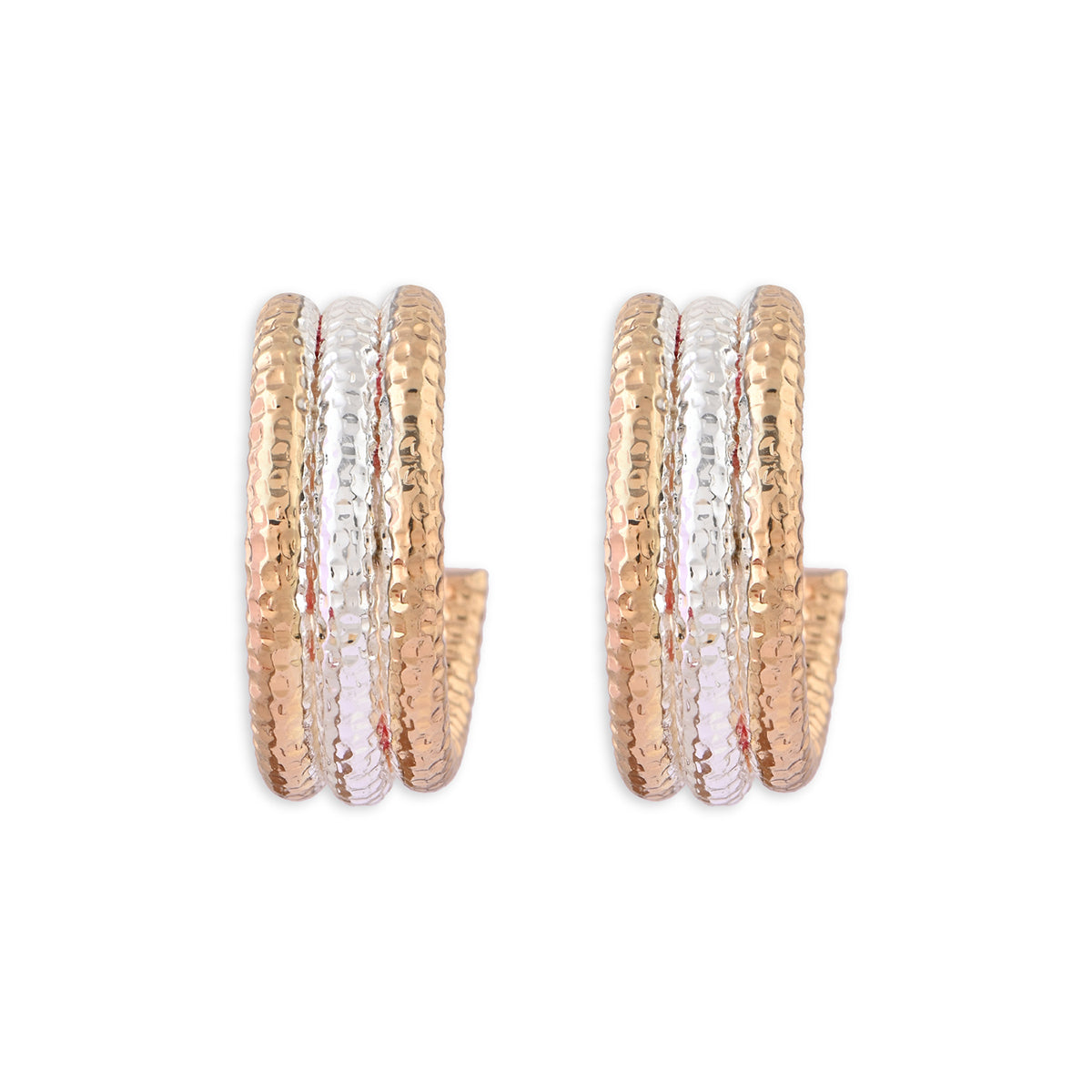 Textured Two-Tone Layered Hoop Earrings