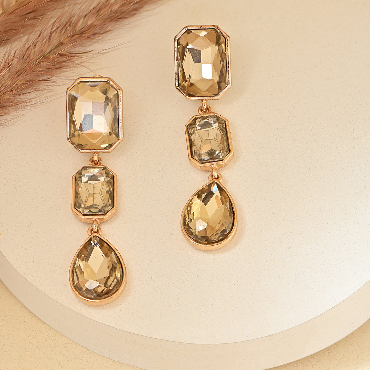 Green Stone Chandelier Drop Earrings