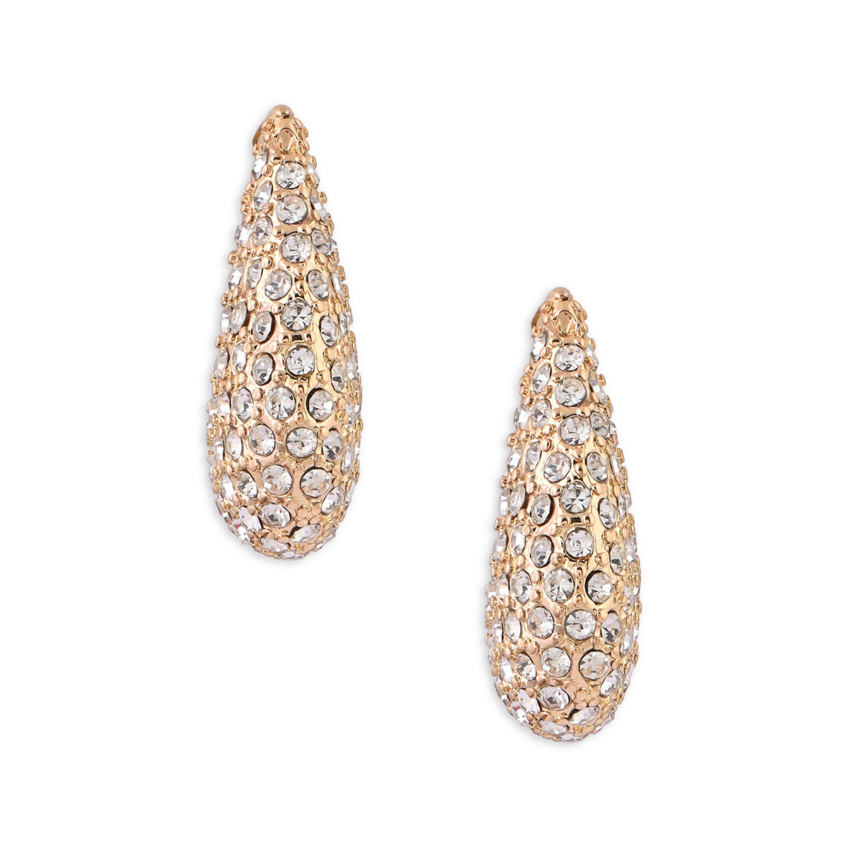 Golden Pave Crystal Hoop Earrings
