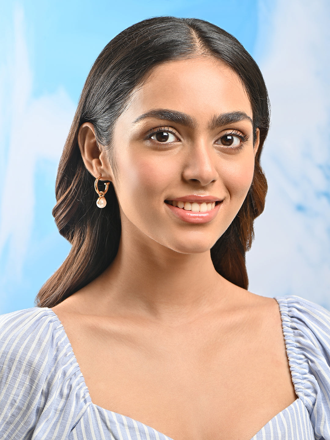 Baroque Blush Pearl Drop Hoops
