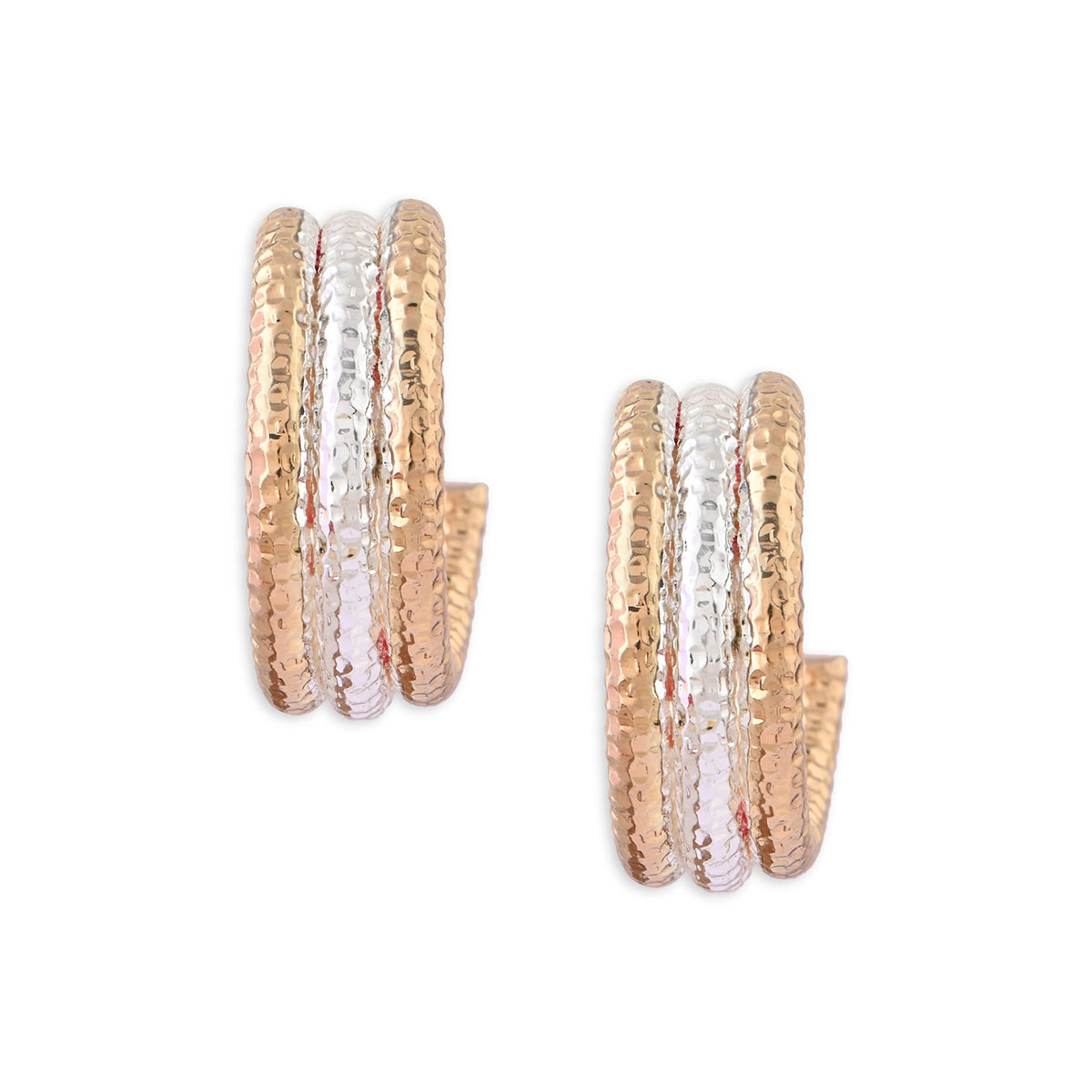 Textured Two-Tone Layered Hoop Earrings