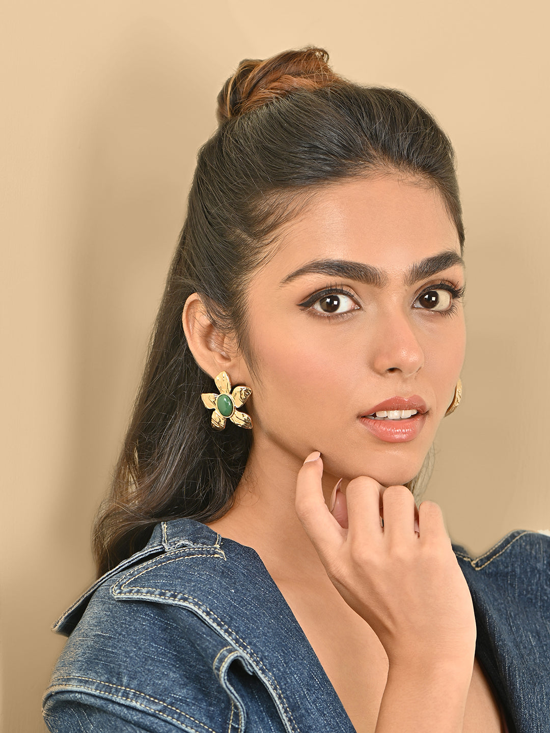 Botanic Bloom Green Stone Studs