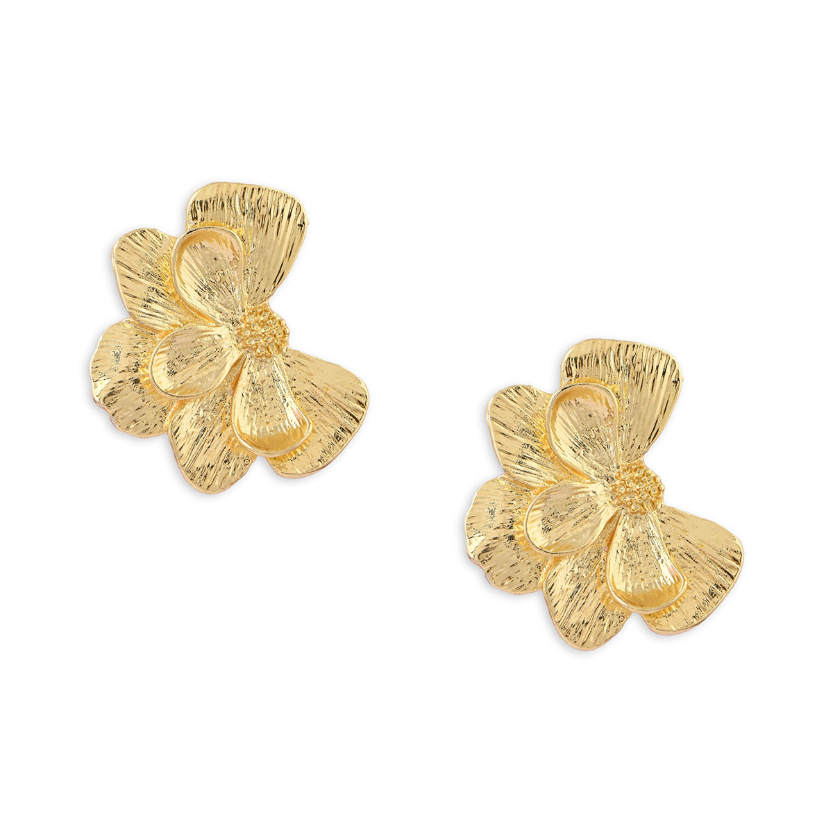 Gold Floral Stud Earrings for Women
