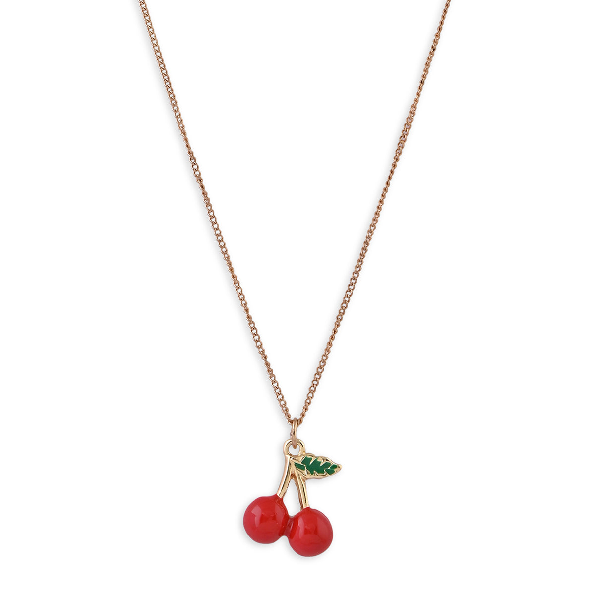 Golden Cherry Charm Necklace
