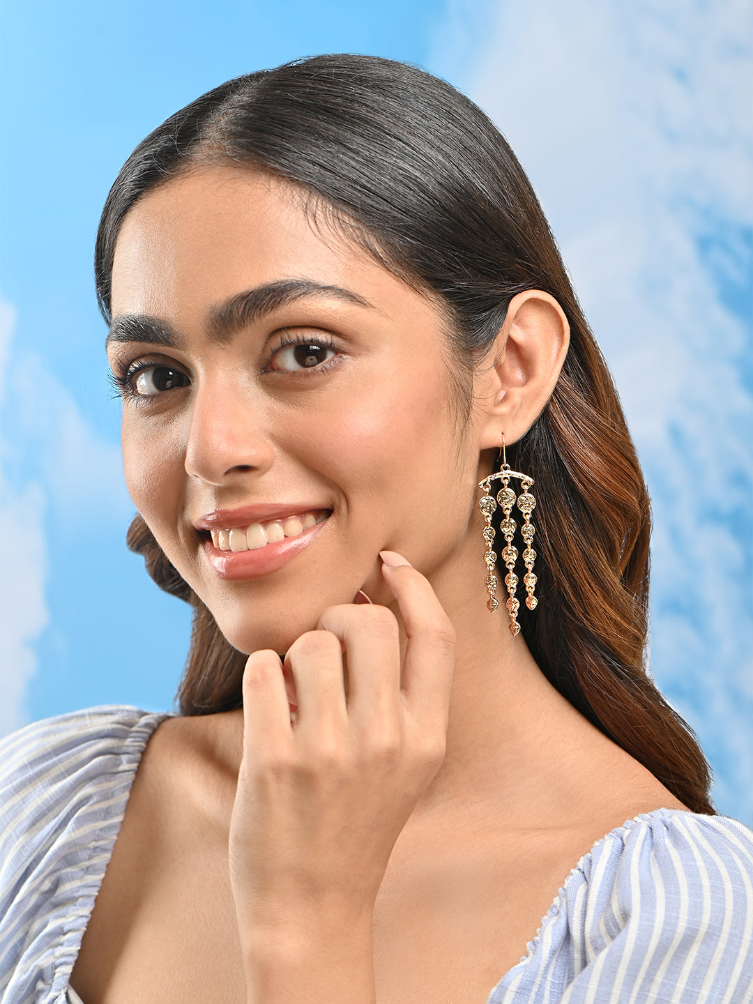Boho Tasselled Gold Drop Earrings