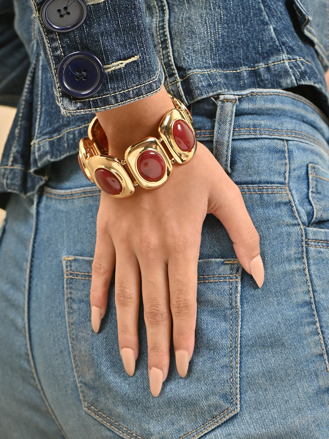 Crimson Gleam Maroon Stone Bracelet