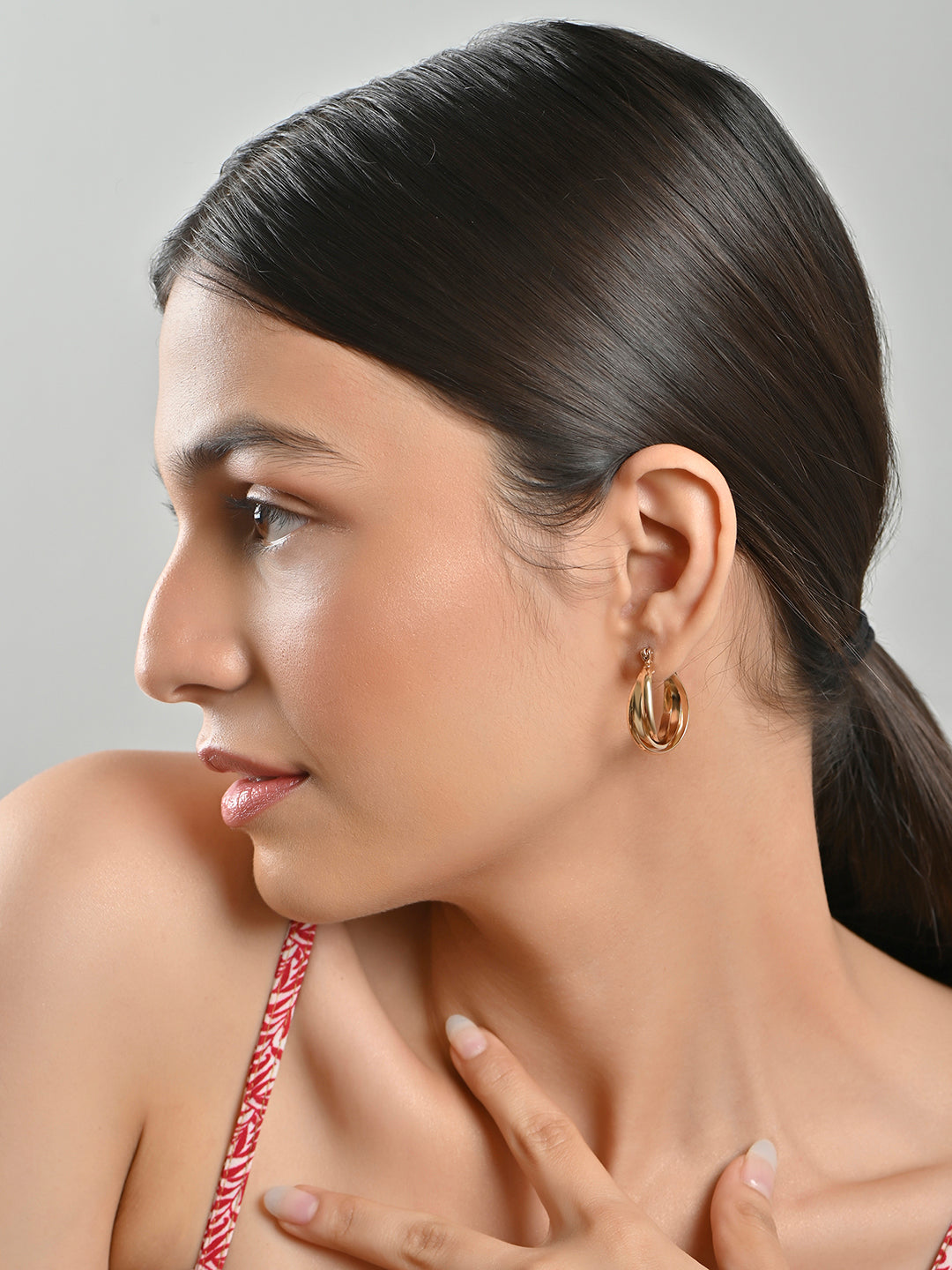 Toniq Casual Silver Plated Latch Back Hoop Earrings for Women