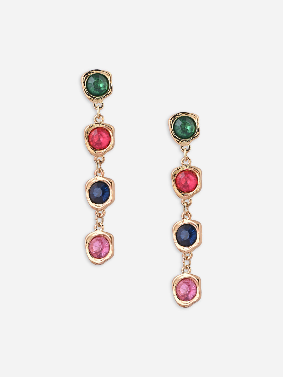 Gold-Plated Multi-Gemstone Drop Earrings
