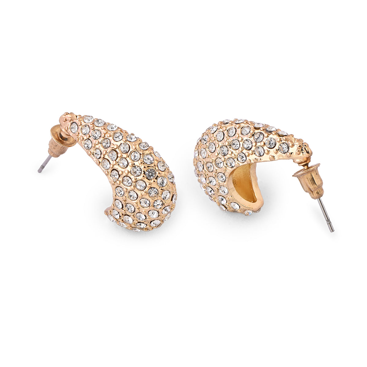 Golden Pave Crystal Hoop Earrings