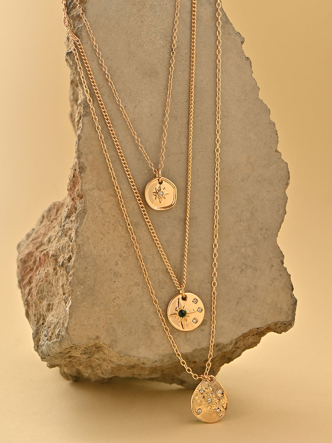 Golden Layered Celestial Charm Pendant Necklace