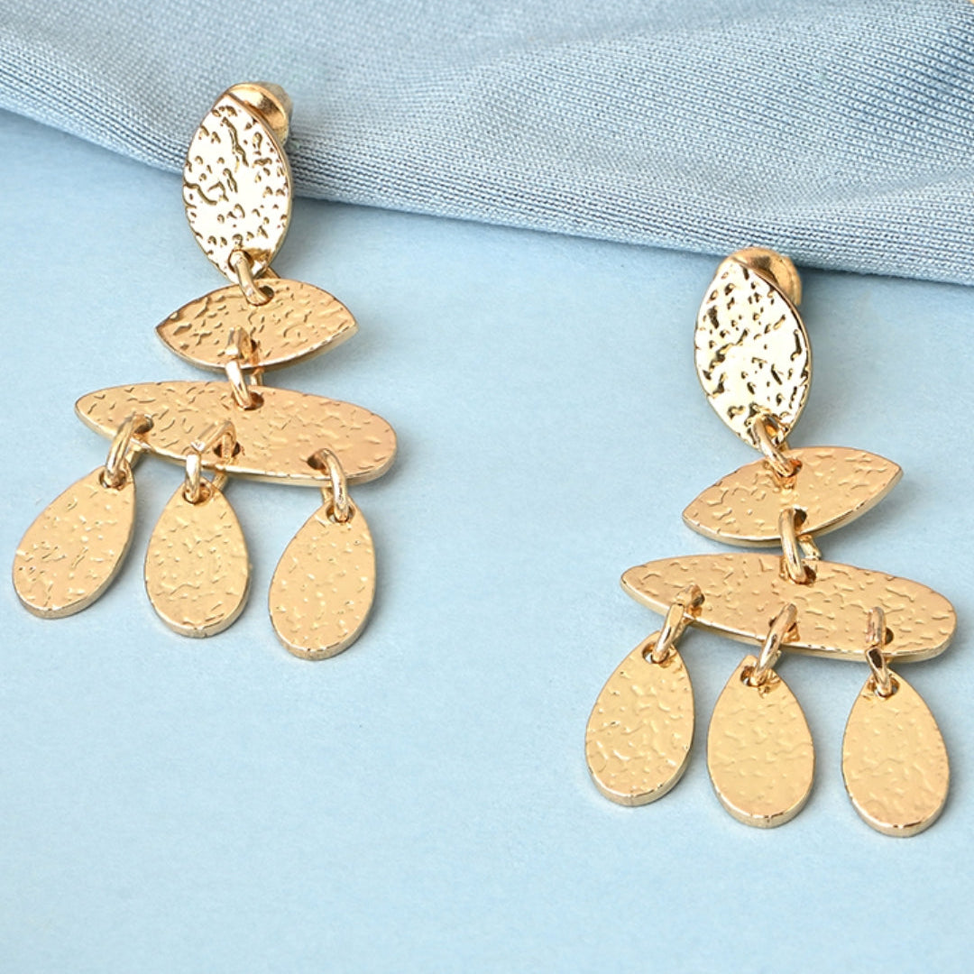 Gold Plated Contemporary Drop Earrings