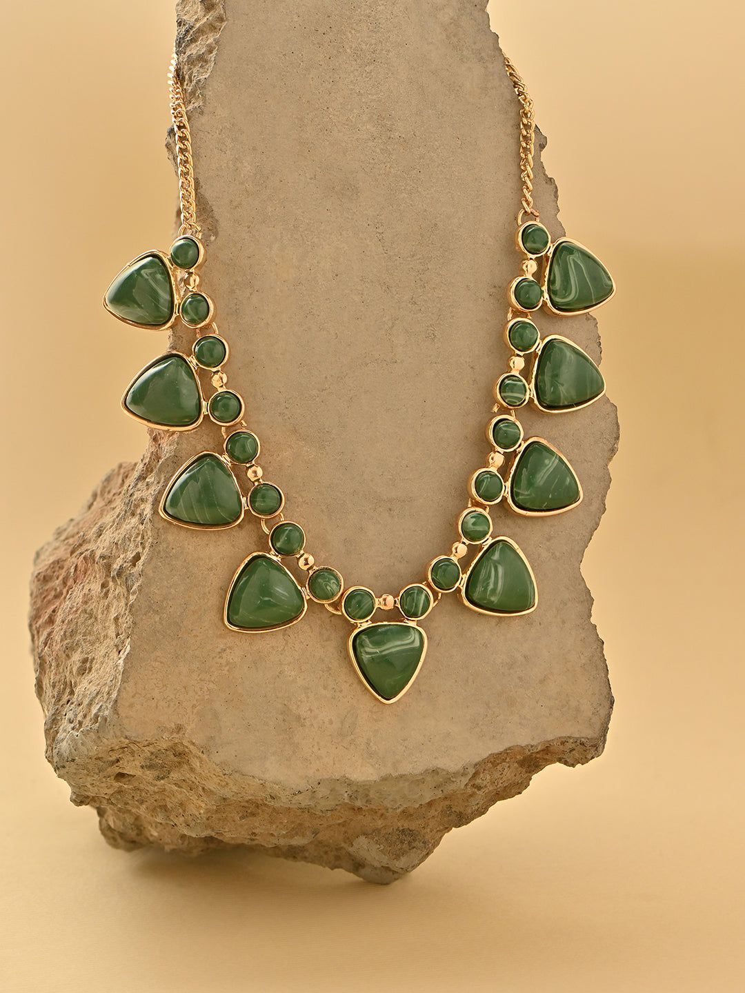 Verdant Glaze Green Enamel Statement Necklace