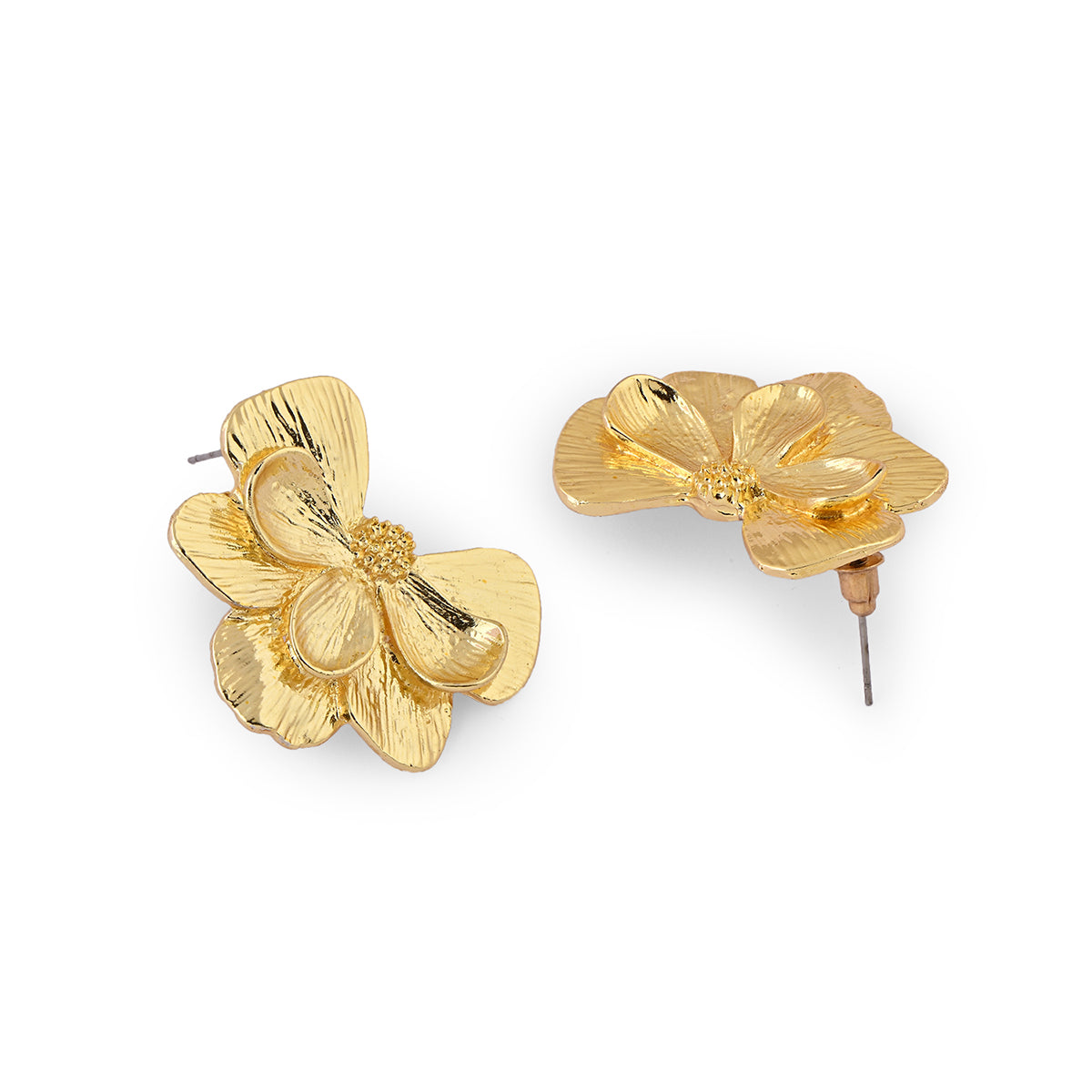 Gold Floral Stud Earrings for Women