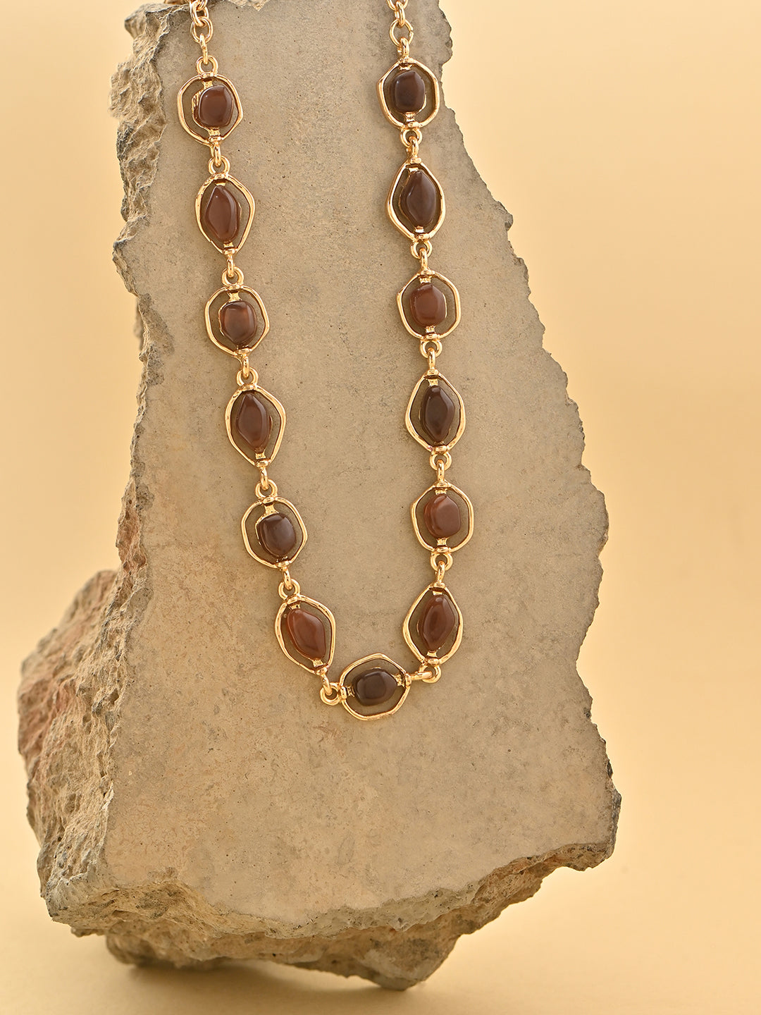 Mocha Link Brown Stone Necklace