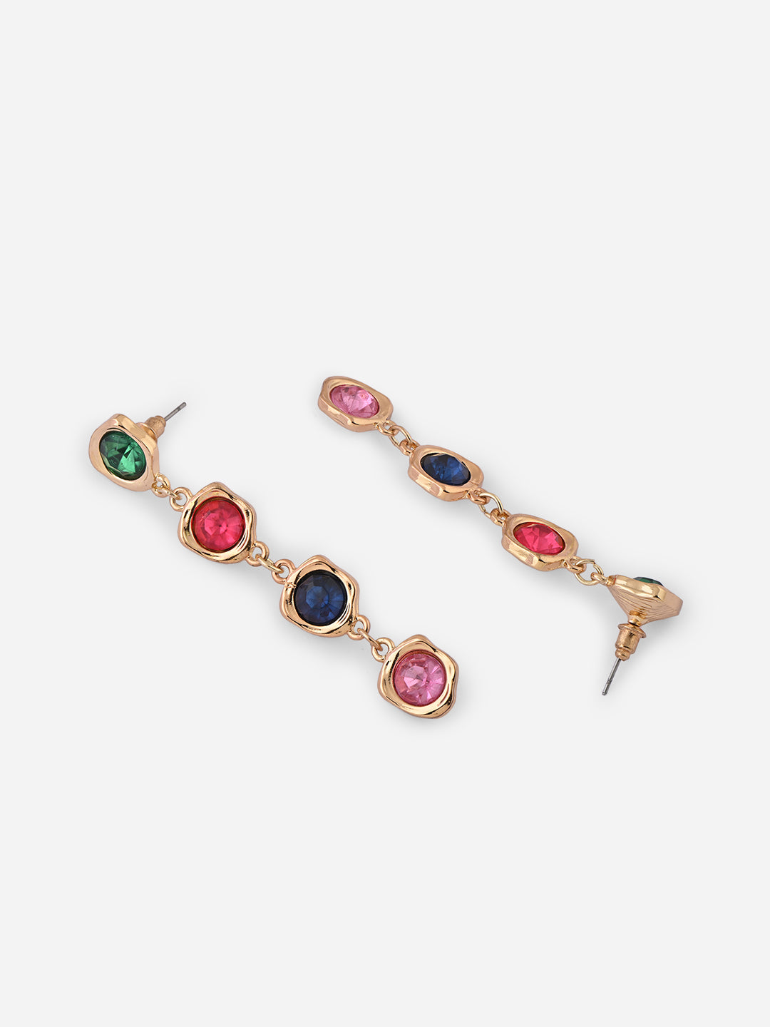 Gold-Plated Multi-Gemstone Drop Earrings