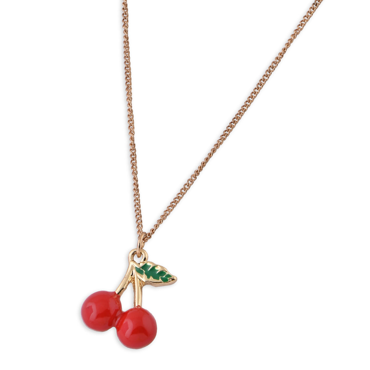 Golden Cherry Charm Necklace
