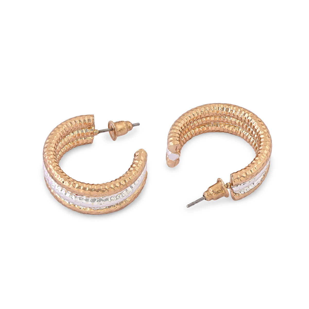 Textured Two-Tone Layered Hoop Earrings