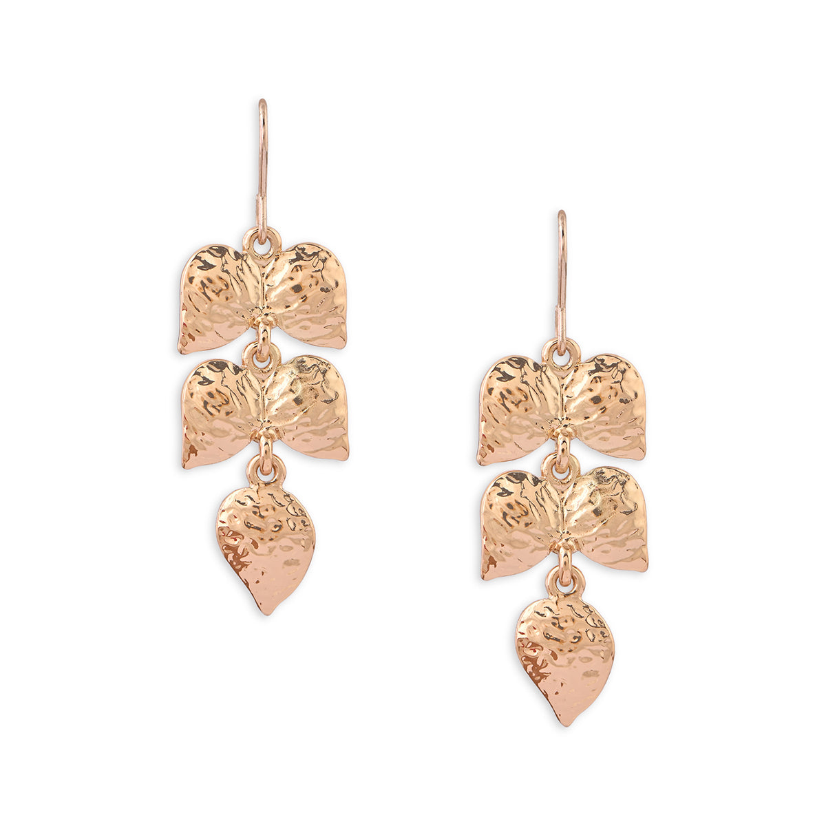 Gold-Toned Triple Leaf Drop Earrings