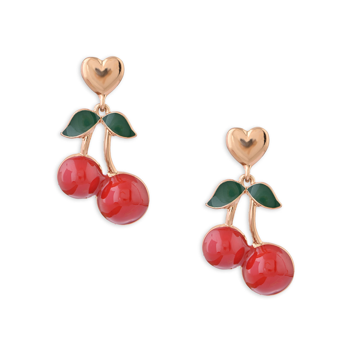 Playful Cherry & Heart Drop Earrings