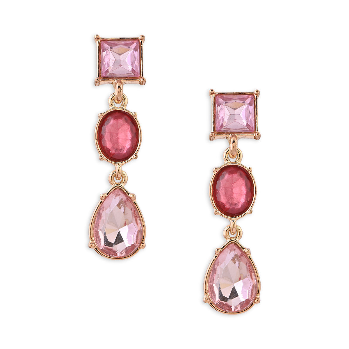 Elegant Red & Pearl Golden Drop Earrings