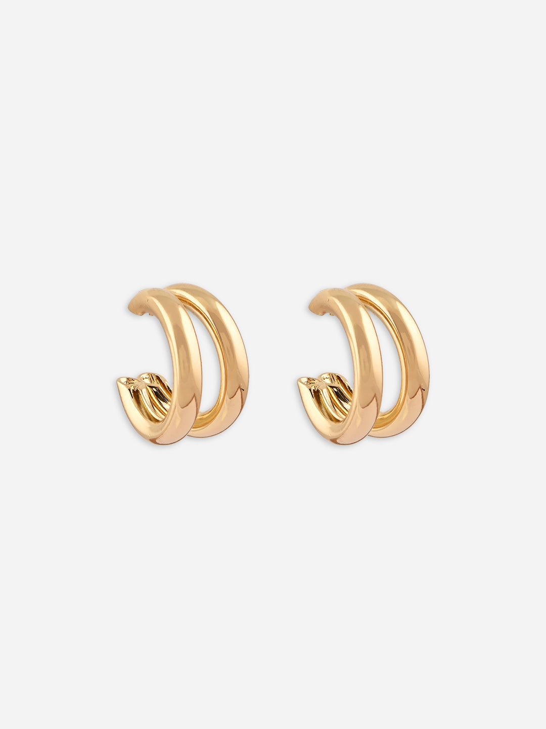Double Layer Half Hoop Gold Earrings