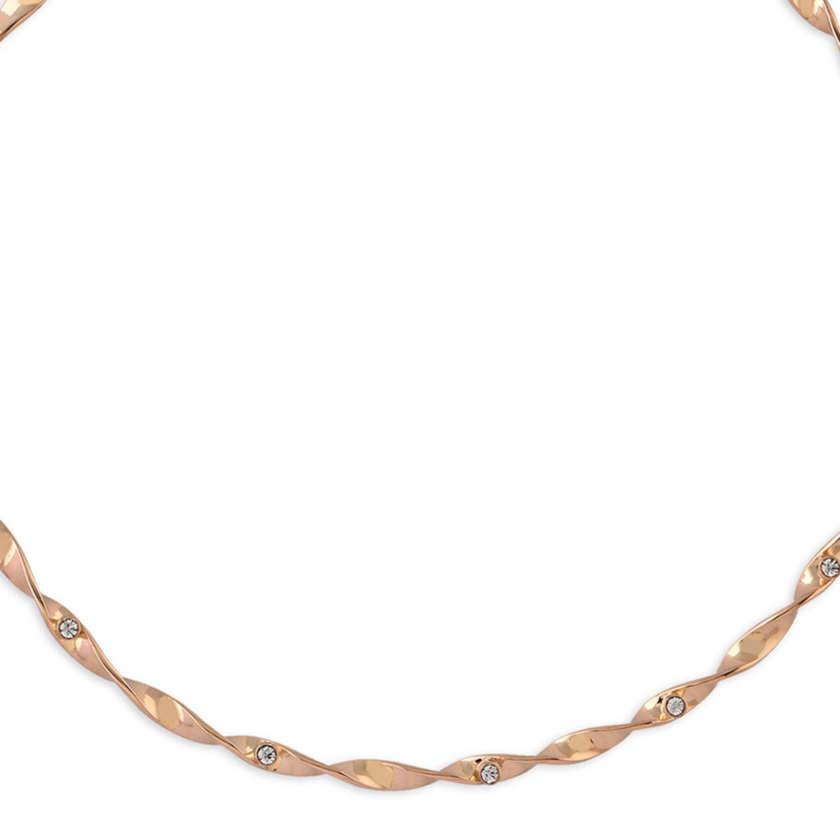 Gold Twisted Choker with Crystal Accents