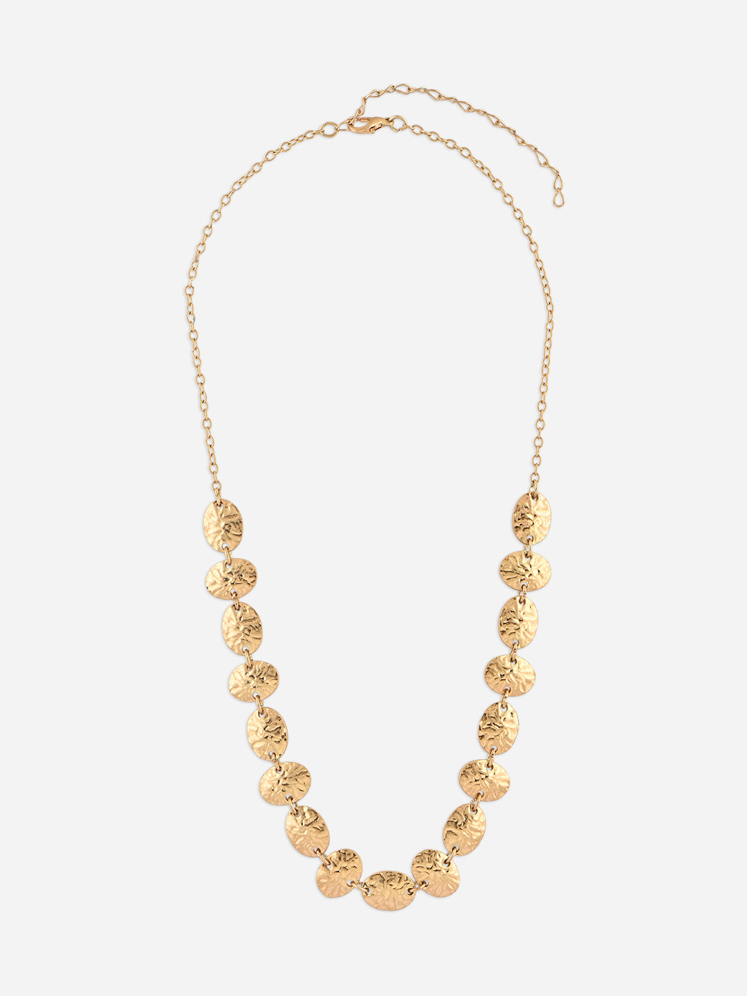 Golden Textured Round Embellished Choker Necklace