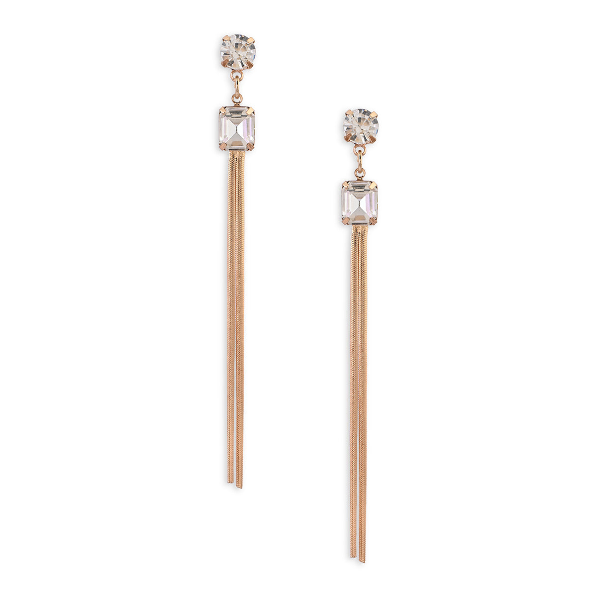 Golden Crystal Fringe Drop Earrings