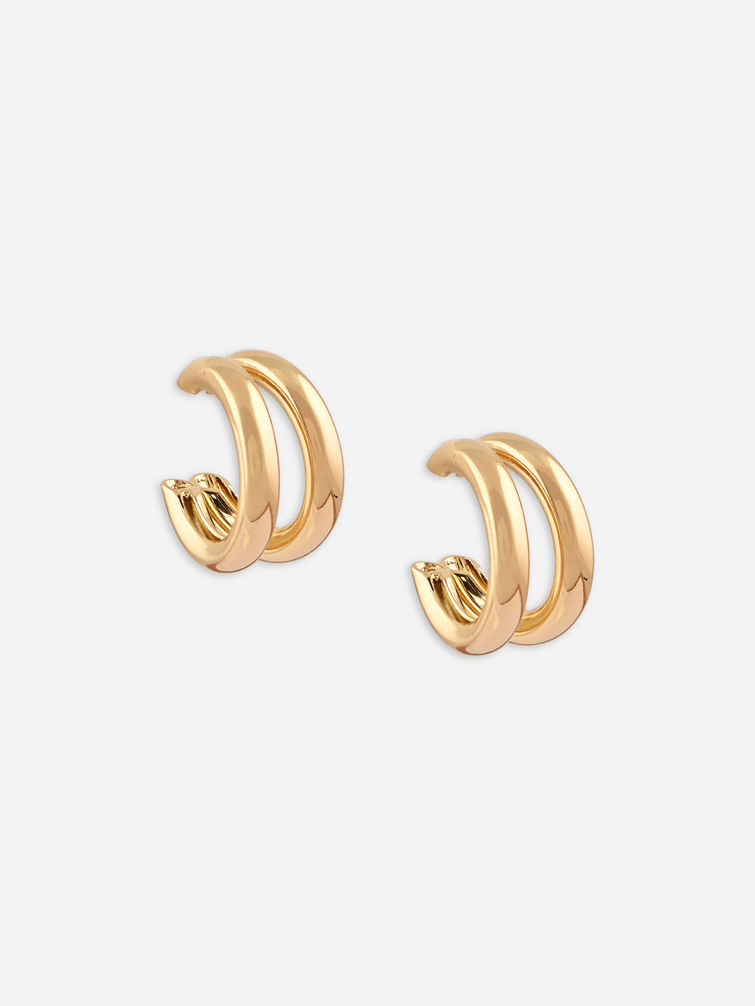Double Layer Half Hoop Gold Earrings