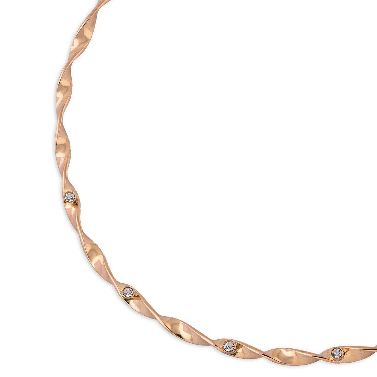 Gold Twisted Choker with Crystal Accents