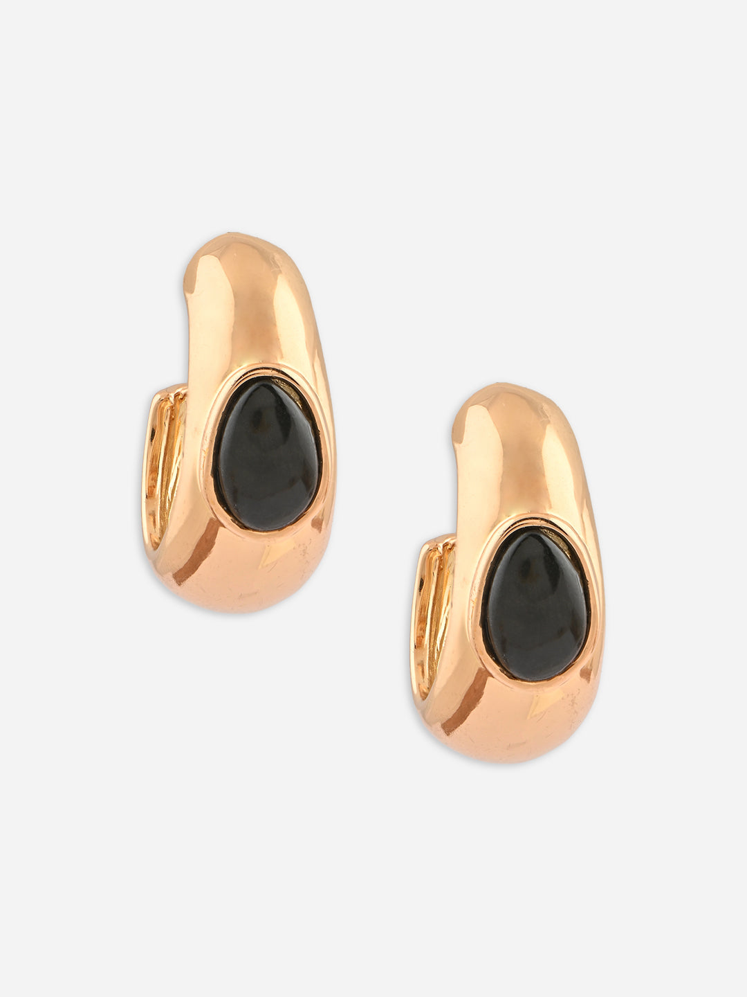 Black Accent Chunky Half Hoops