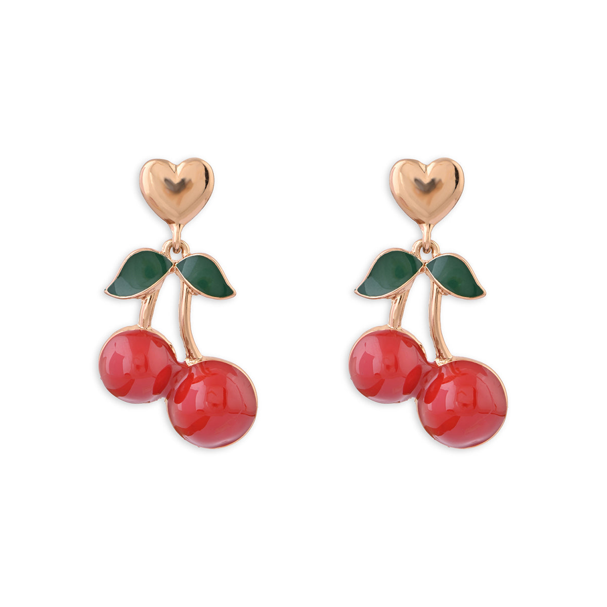 Playful Cherry & Heart Drop Earrings