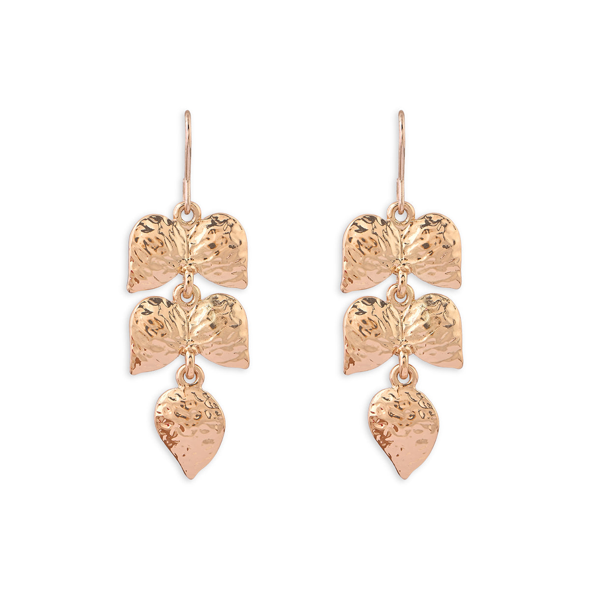 Gold-Toned Triple Leaf Drop Earrings