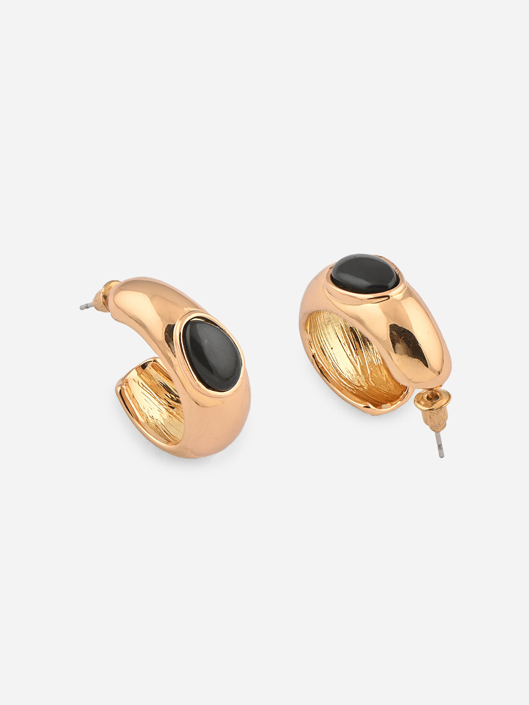 Black Accent Chunky Half Hoops