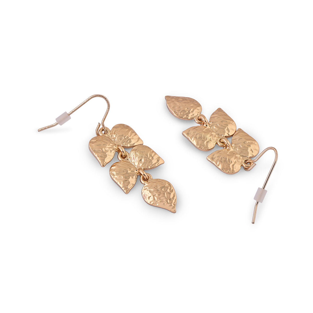 Gold-Toned Triple Leaf Drop Earrings