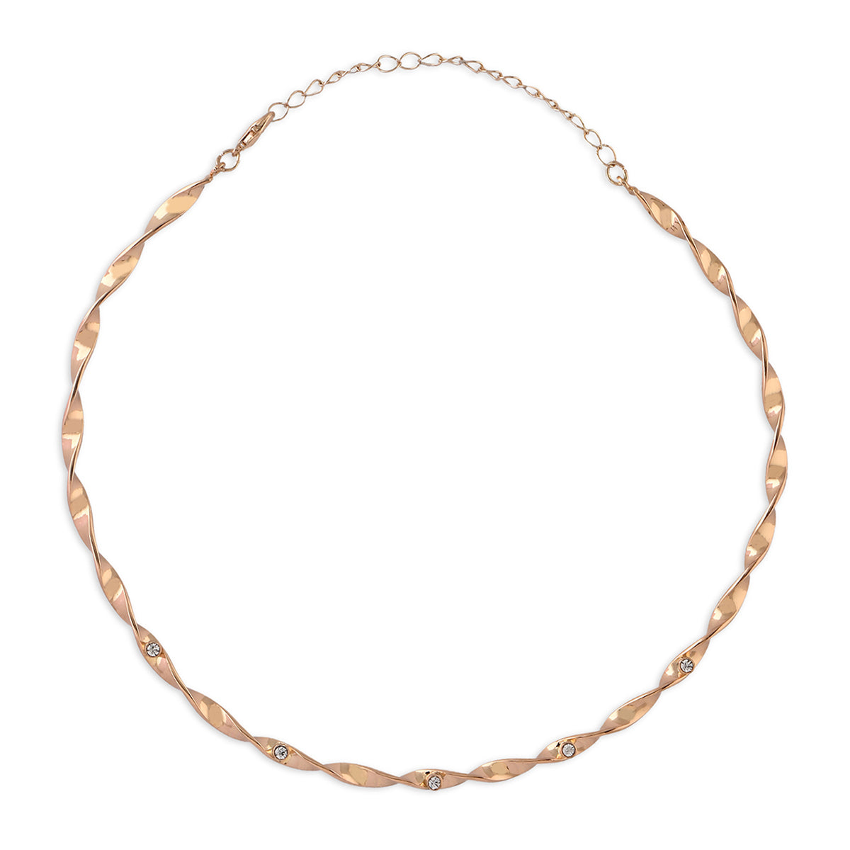 Gold Twisted Choker with Crystal Accents