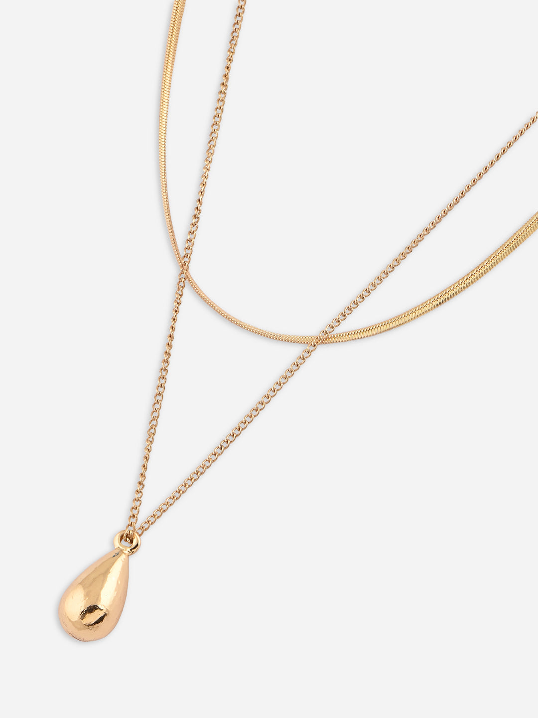 Golden Snake Chain & Teardrop Pendant Layered Necklace