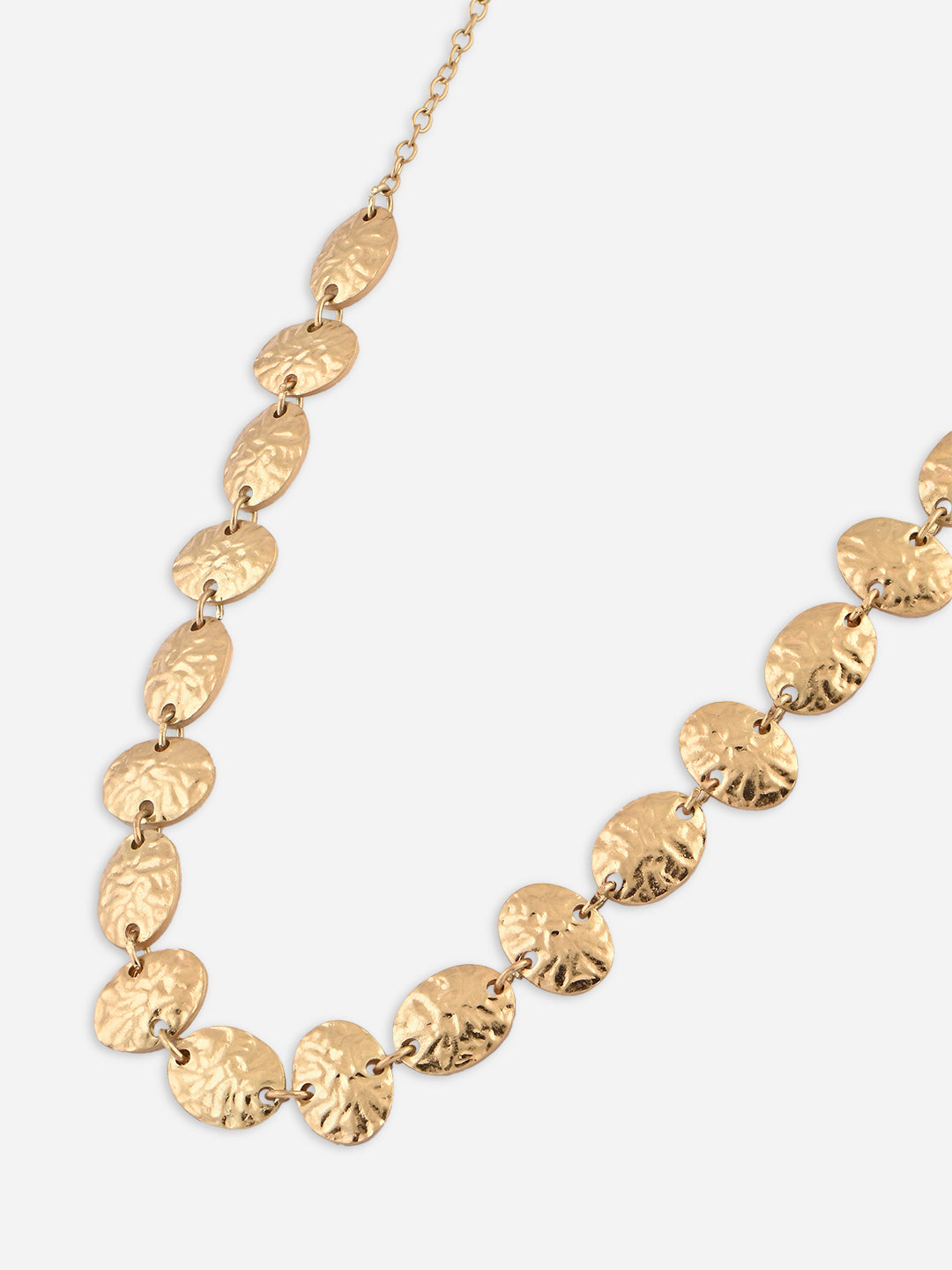 Golden Textured Round Embellished Choker Necklace