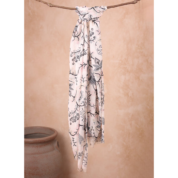 Subtle Black & Off-White Floral Printed Dupatta