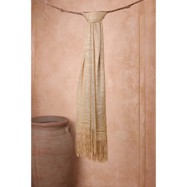 Dazzling Solid Gold Zari Weave Dupatta with Fringe
