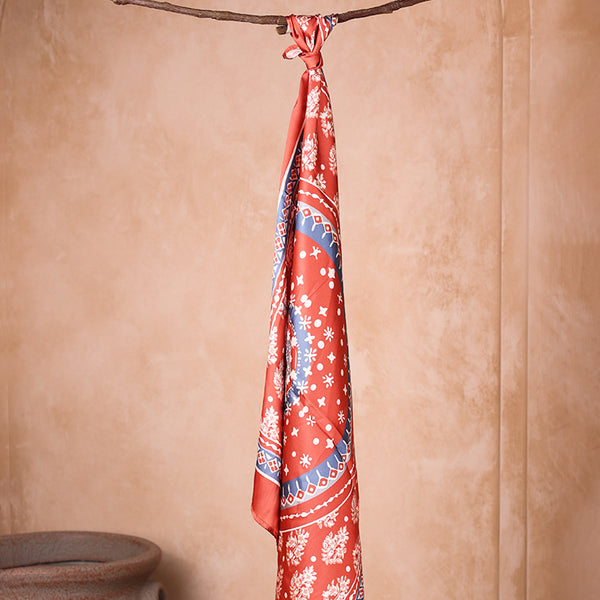Vibrant Tangerine & Blue Geometric Print Bandana