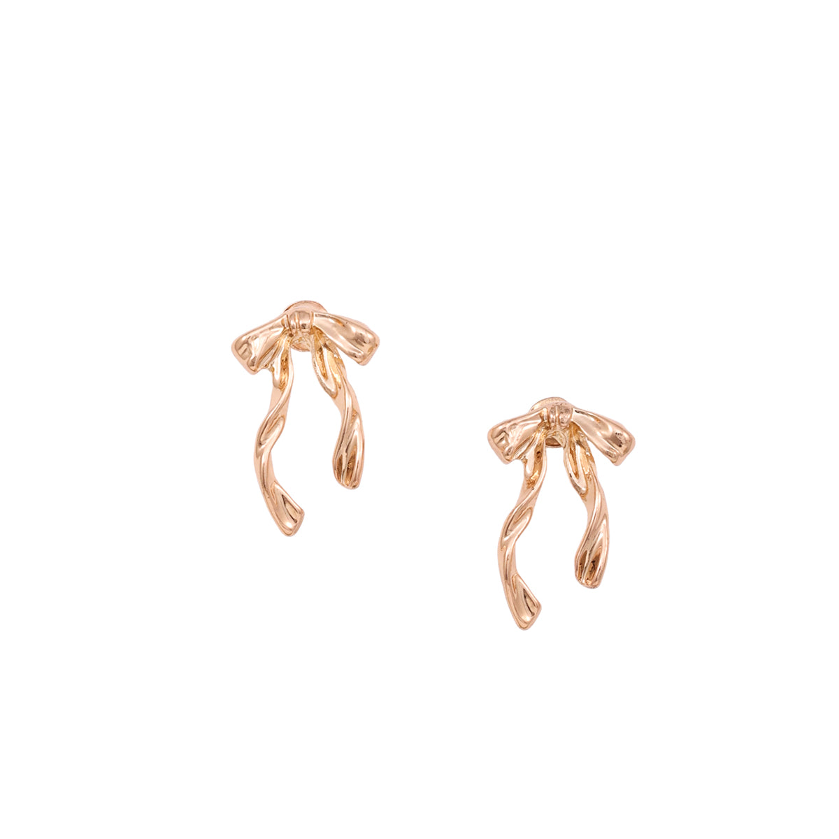 Polished Gold-Tone Fluid Ribbon Bow Drop Earrings
