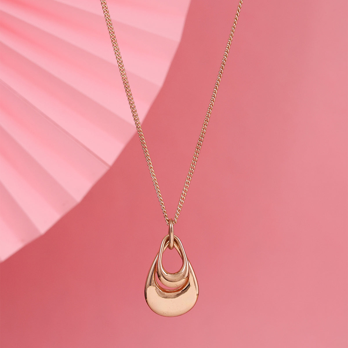Polished Golden Stacked Organic Drop Pendant Necklace