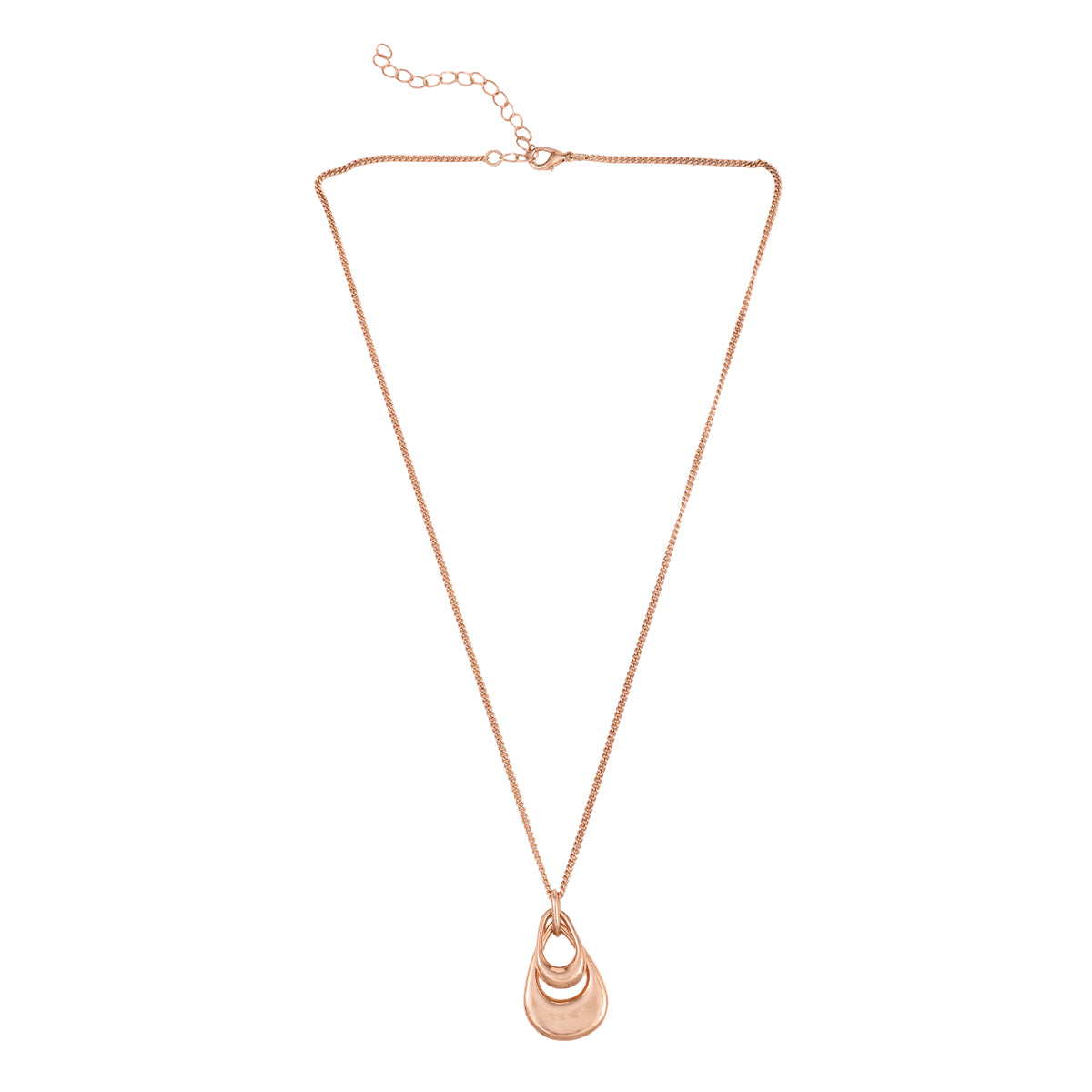 Polished Golden Stacked Organic Drop Pendant Necklace