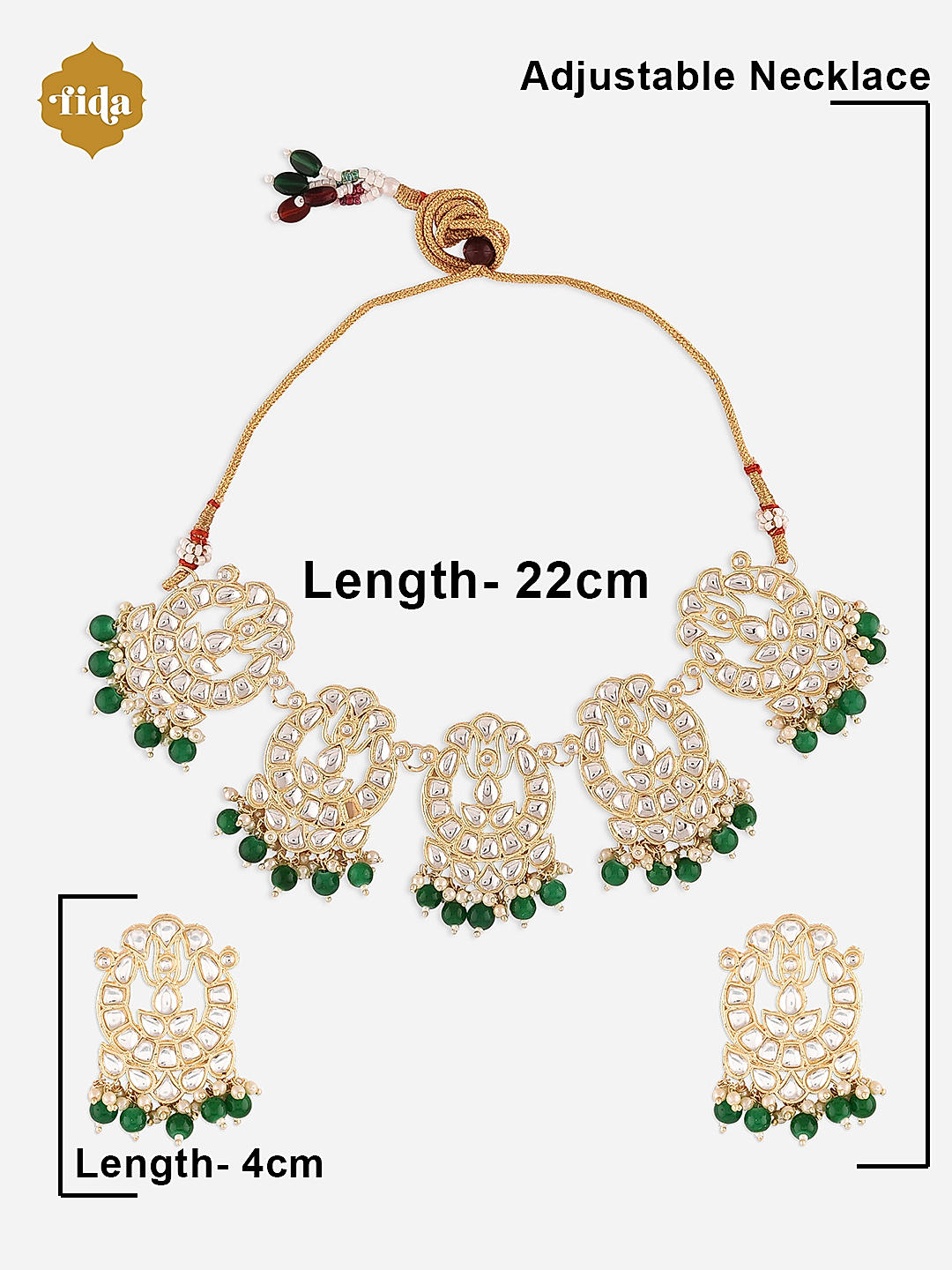 Fida Ethnic Traditional Wedding Gold Kundan Jewellery Set For Women