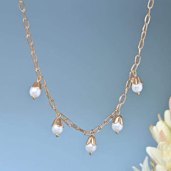 Gold-Tone Pearl Drop Choker Necklace