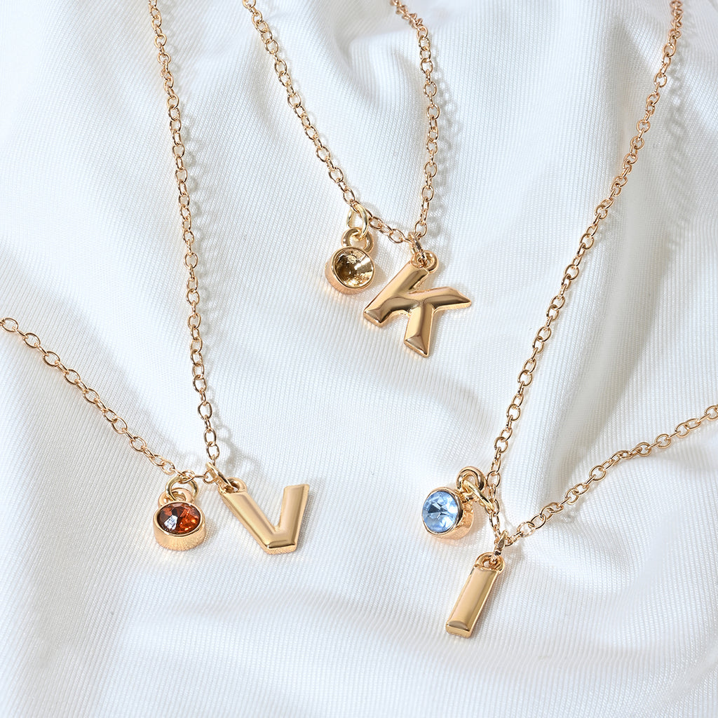 Personalised Initials & Birthstone Charms Necklace